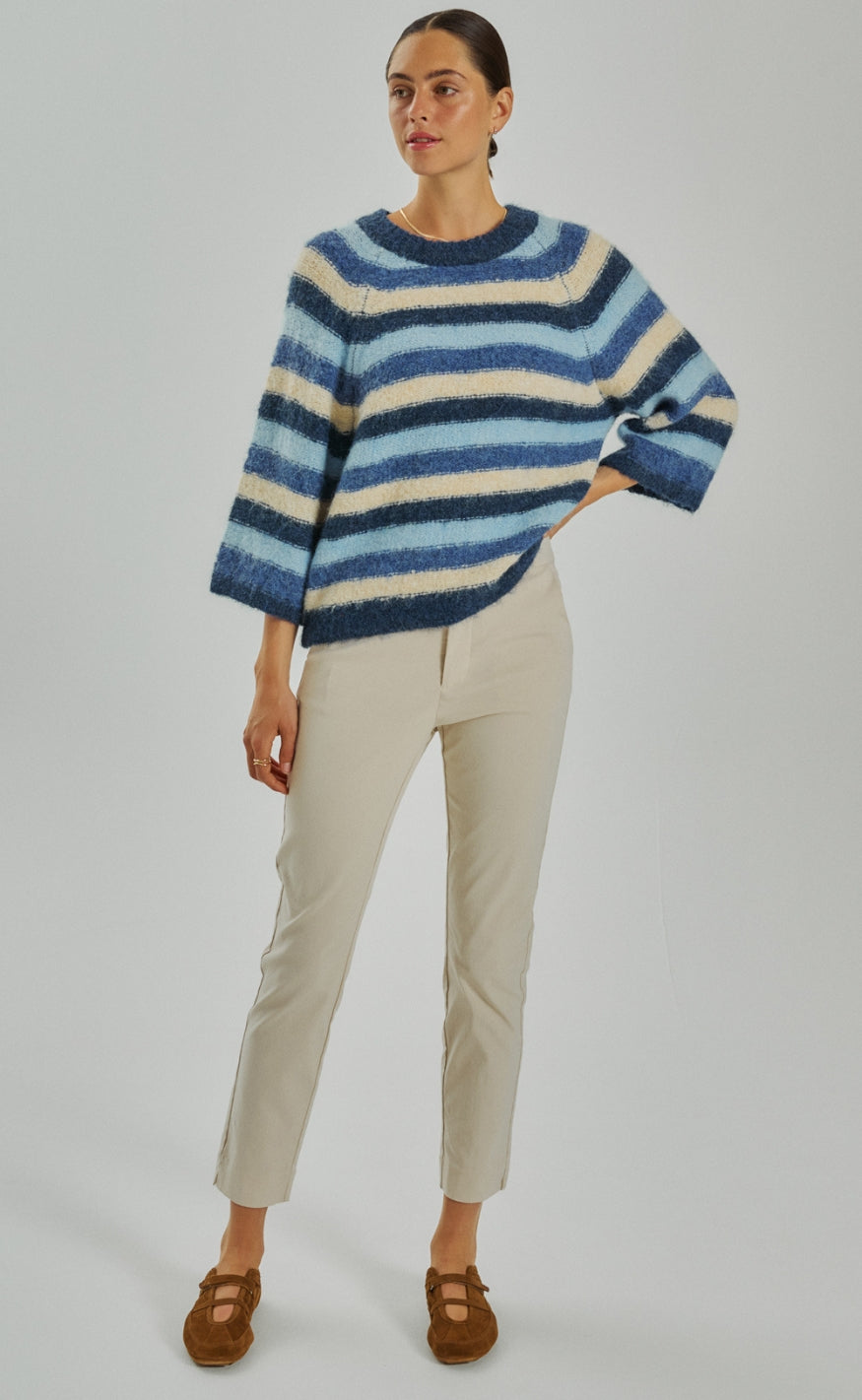 Freequent Genser - Grslulu Stripe - Navy Blazer w. Chambray Bl Mel